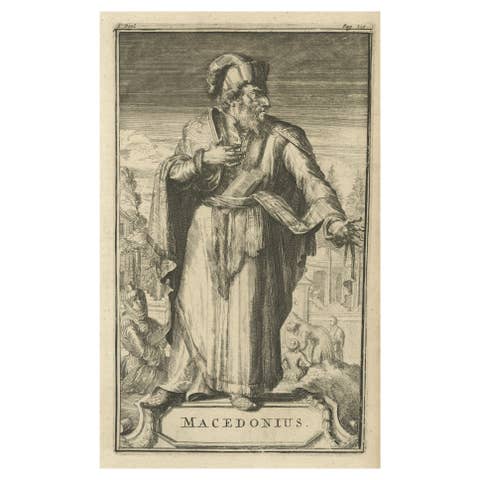 Antique Print of Macedonius, a Greek Bishop of Constantinople, 1701