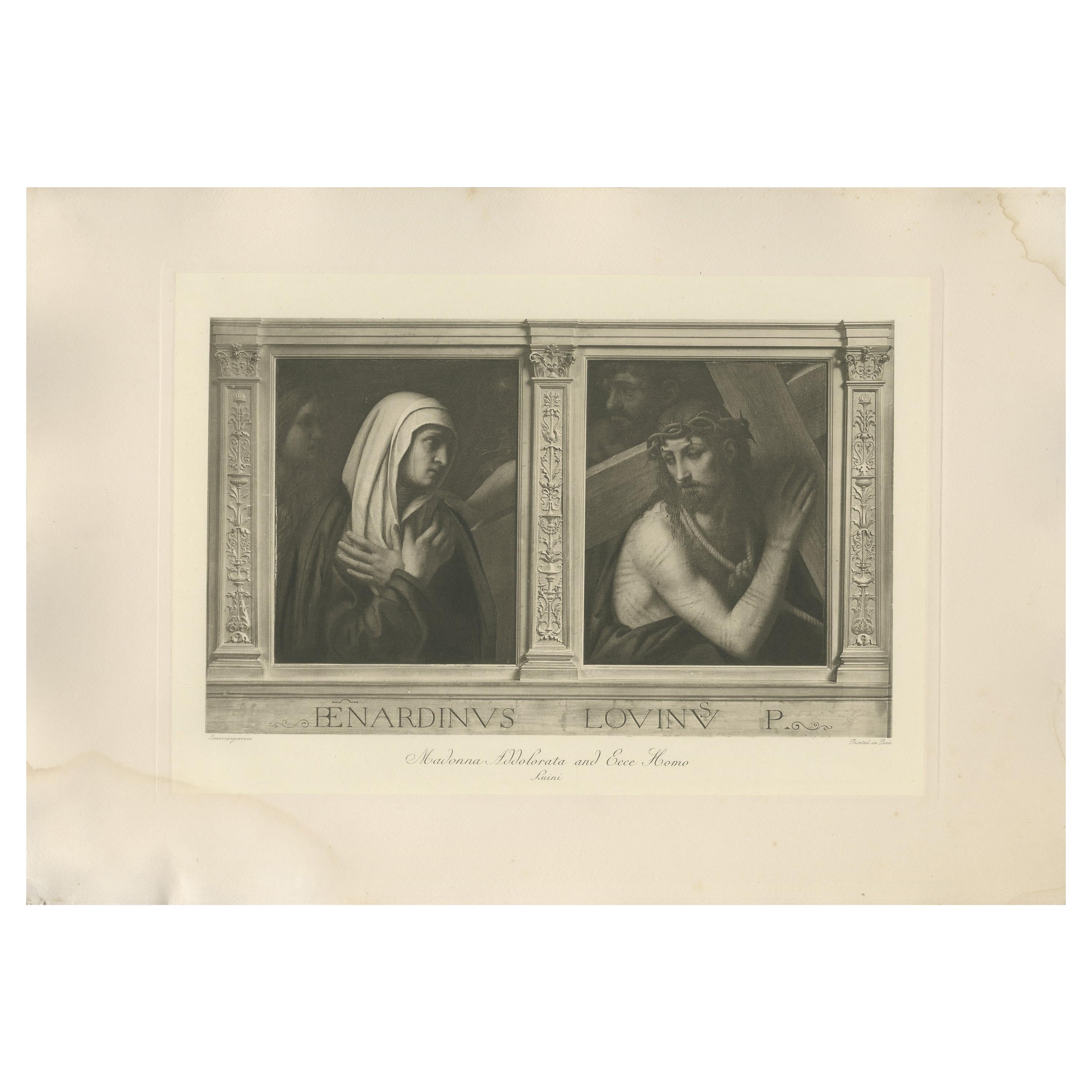 Antique Print of 'Madonna Addolorata and Ecce Homo' Made after Luini 'c.1890' For Sale