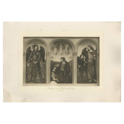 Antique Print of 'Madonna and Child with Saints' Made after Perugino 'c.1890'