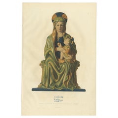 Stampa antica di Madonna con bambino di Delange del 1869
