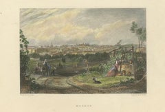 Antique Print of Madrid by Finden, 1833
