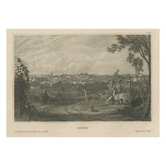 Antique Print of Madrid in Spain, 1836