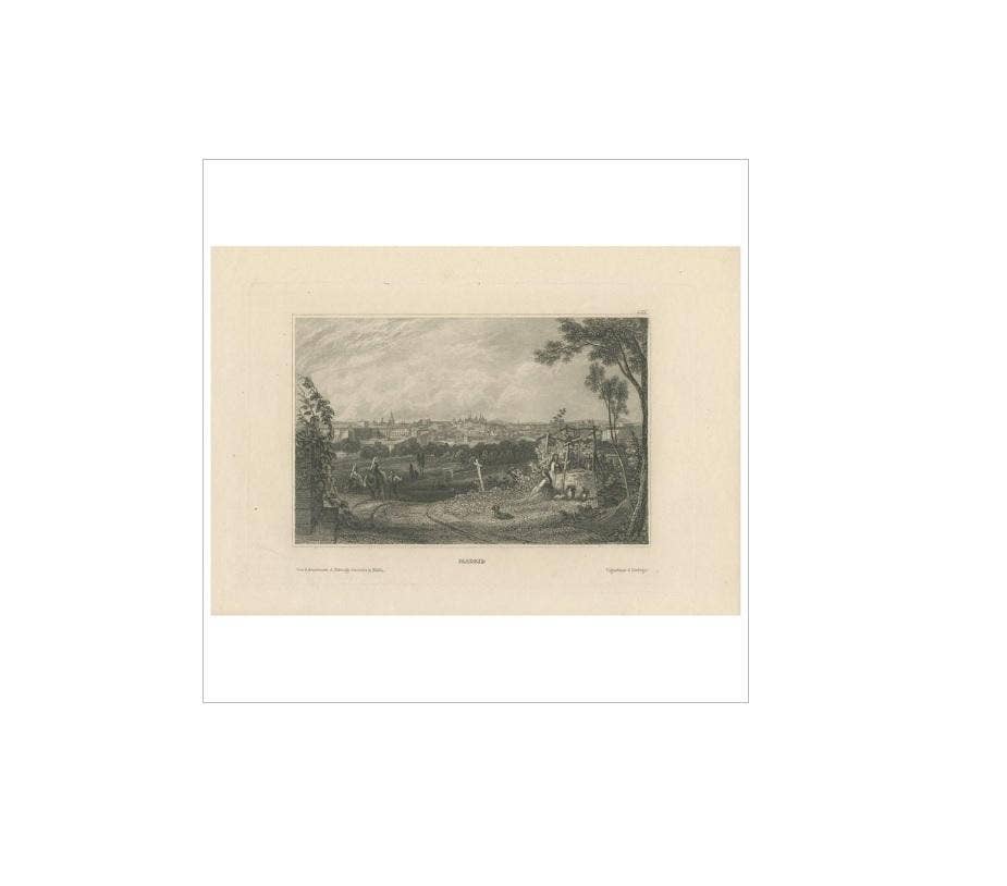 Antique Print of Madrid, Early 19th Century, Paper, Circa 1820