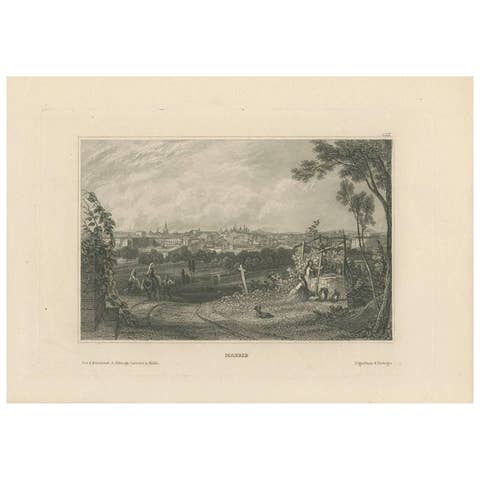 Antique Print of Madrid, Early 19th Century, Paper, Circa 1820