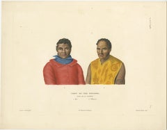 Antique Print of Mai and Téffaanora, Heads of the Island of Bora Bora