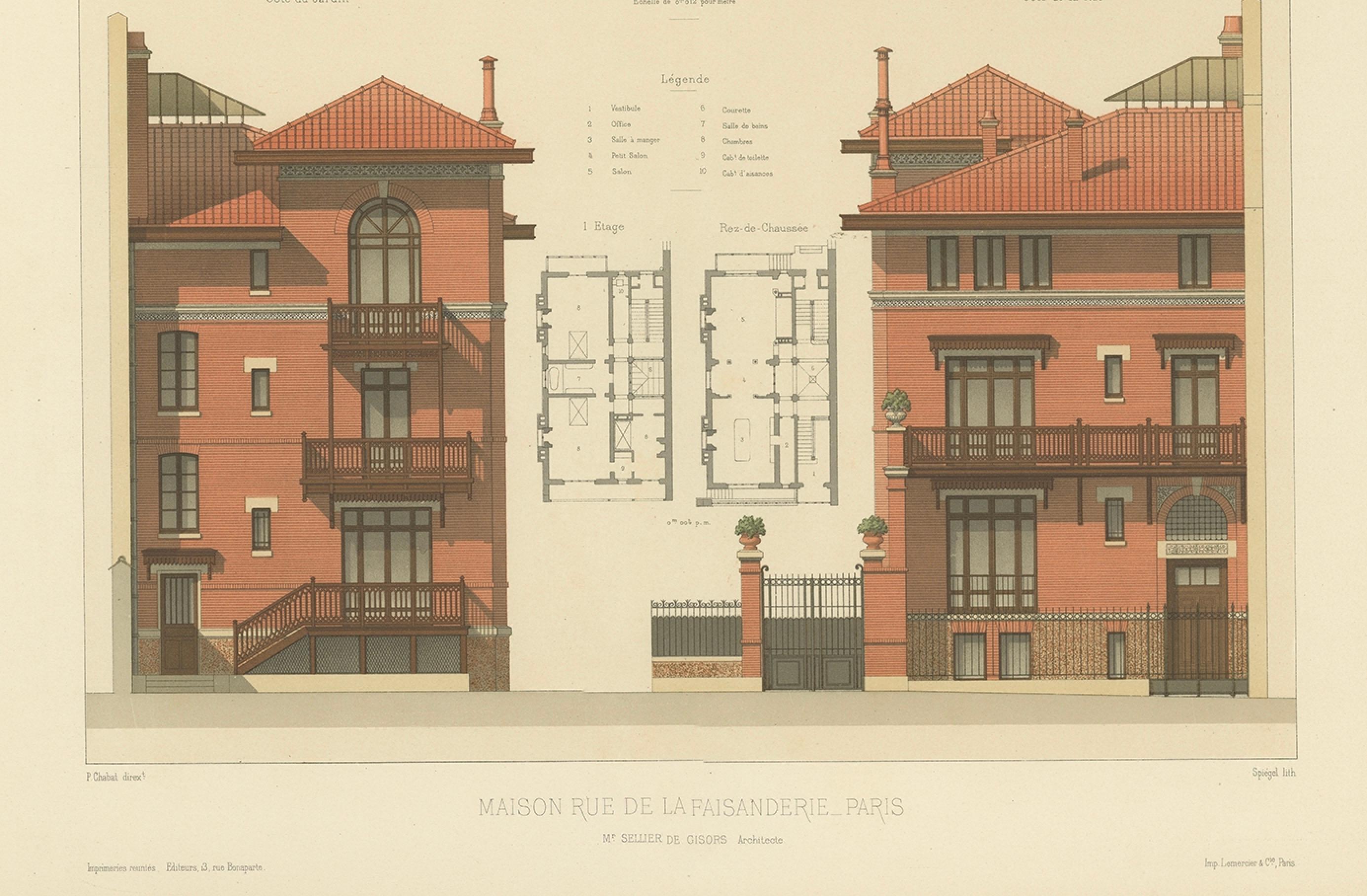 Pl. LXXX Maison Rue de la Faisanderie Parigi, Chabat, 1900 ca. in vendita 5
