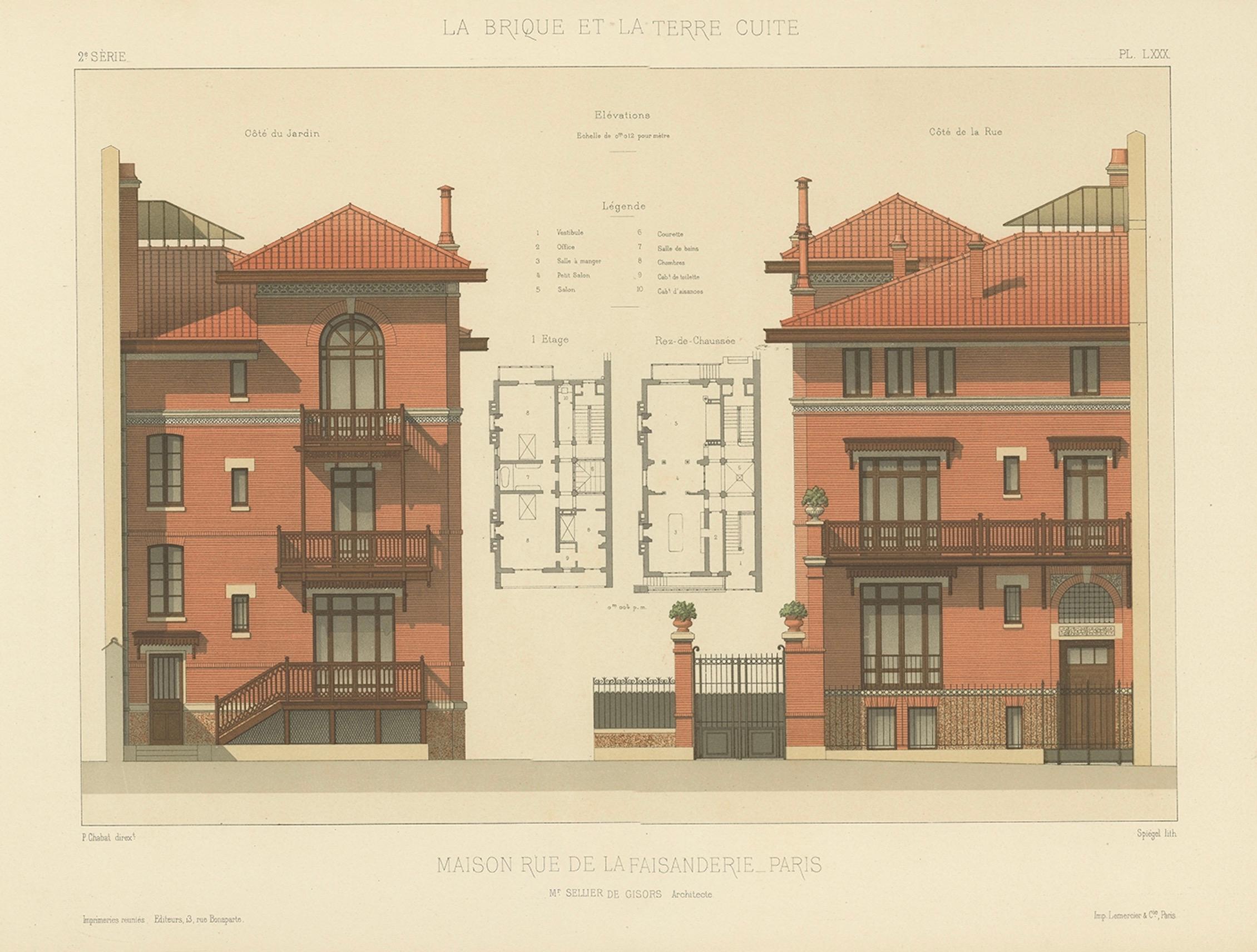 Pl. LXXX Maison Rue de la Faisanderie Parigi, Chabat, 1900 ca. in vendita 7