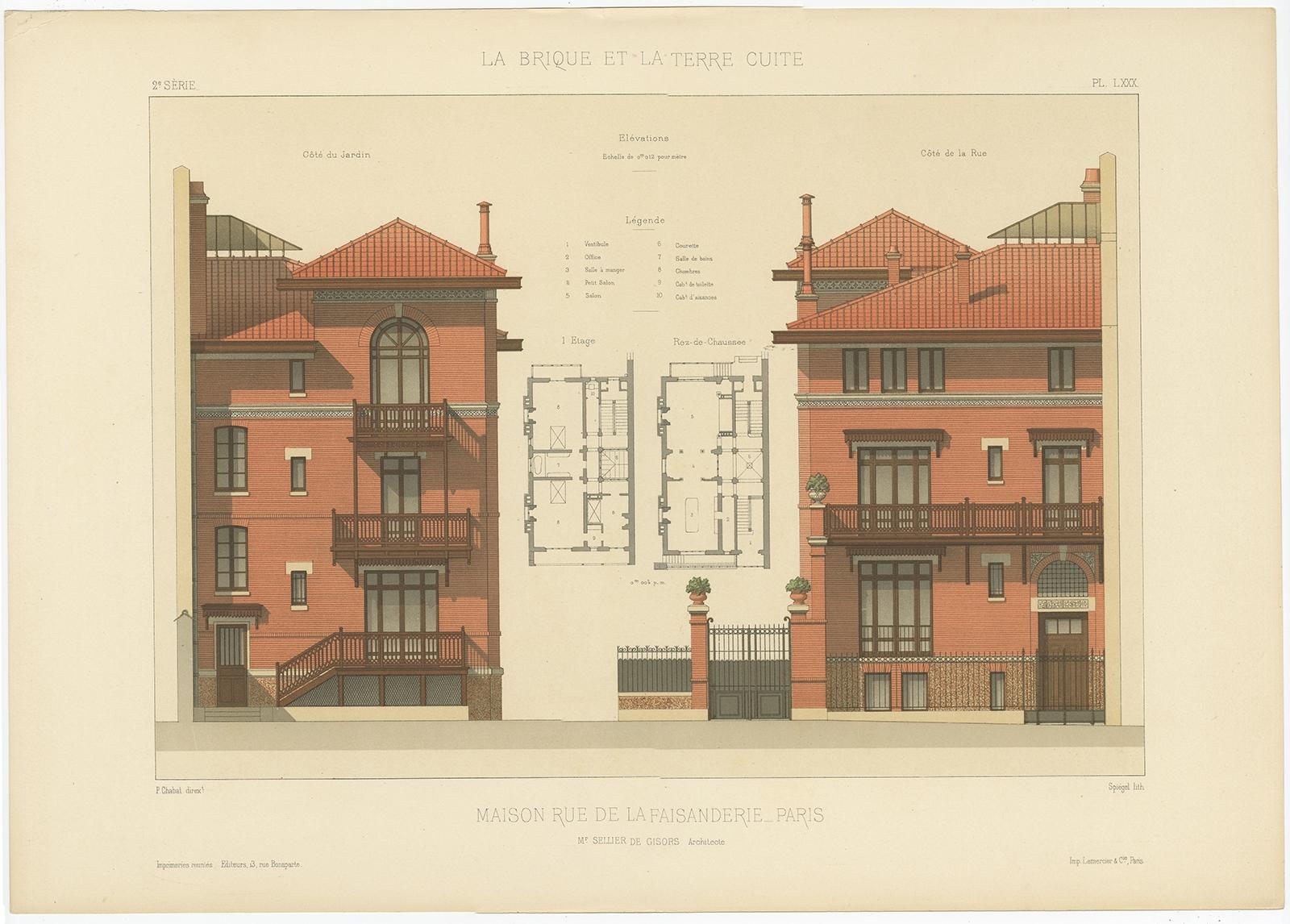 Pl. LXXX Maison Rue de la Faisanderie Parigi, Chabat, 1900 ca. in vendita 8