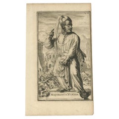 Grabado antiguo de Majorinus Numida, Obispo de Cartago en disputa, 1701