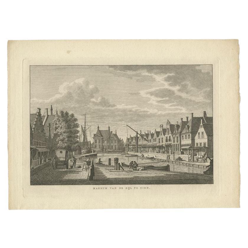 Antique Print of Makkum in the The Netherlands, c.1790 For Sale