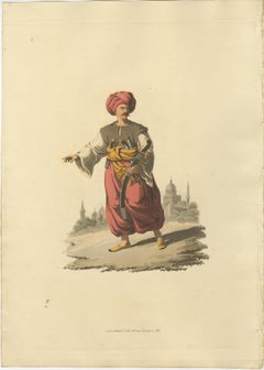 Antique Print of Mameluke of Egypt, the Military Costume of Turkey, 1818