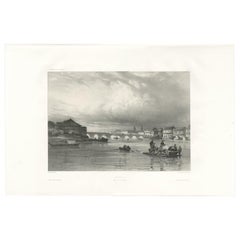 Antique Print of Manilla and the Pasig River in the Philippines 