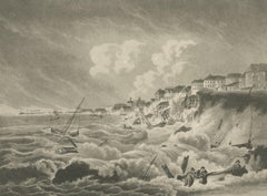 Antique Print of Margate During the Storm by Hassell, circa 1808