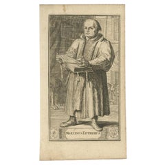 Antique Print of Martin Luther, 1701
