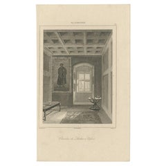 Antique Print of Martin Luther's Monastery Room in Germany, 1838