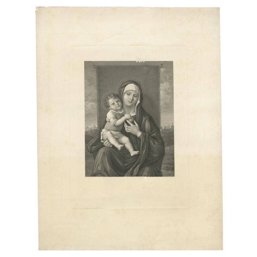 Antique Print of Mary Holding Jesus Christ, C.1880