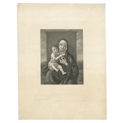 Antique Print of Mary Holding Jesus Christ, C.1880