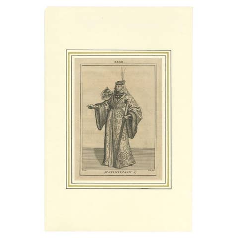 Antique Print of Maximilian I, Holy Roman Emperor, 1745