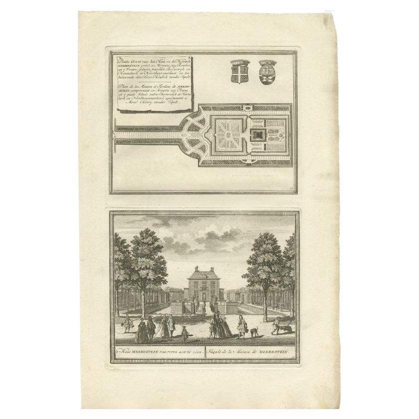 Antique Print of Meerestein Castle in the Netherlands, circa 1730