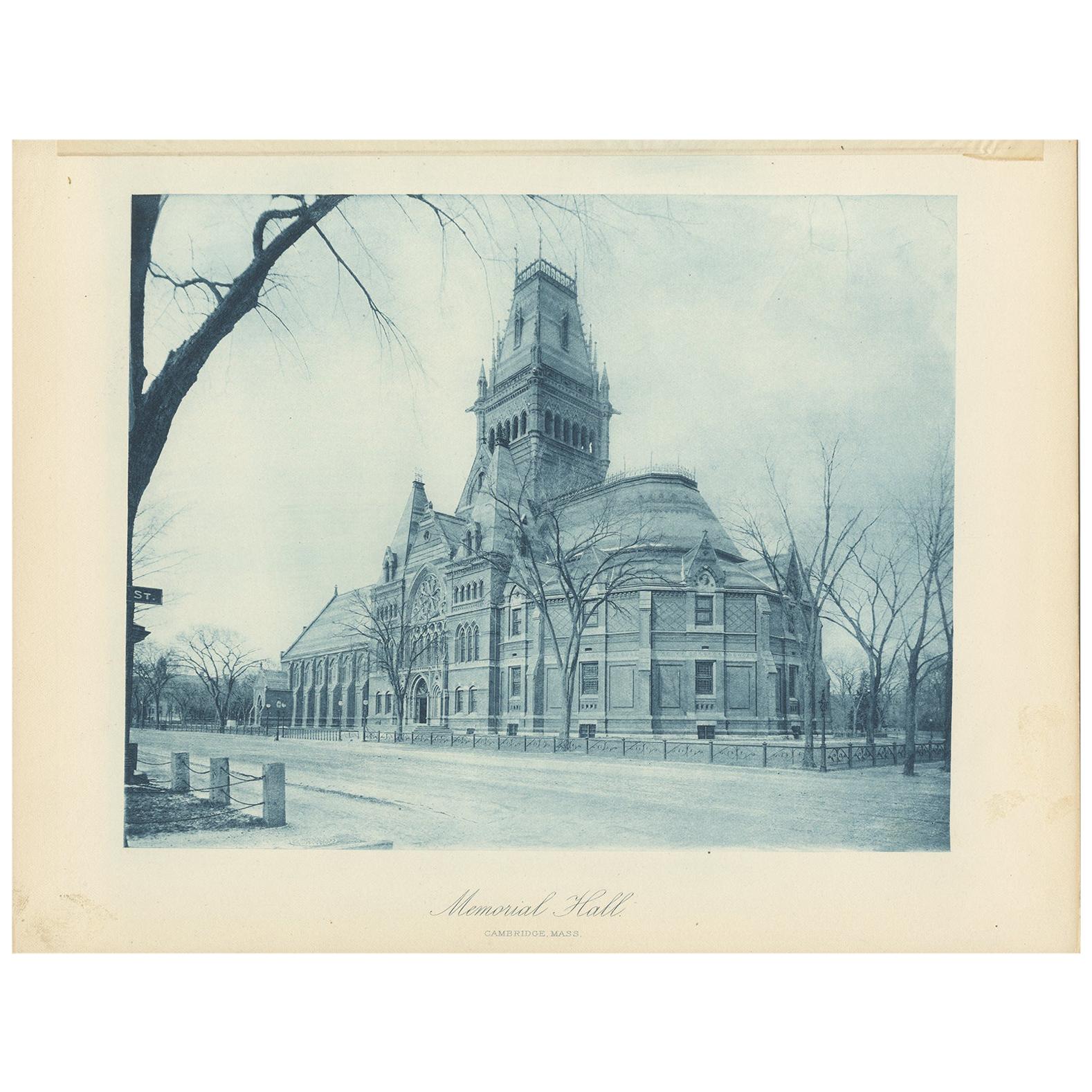 Antique Print of Memorial Hall in Cambridge, '1887' For Sale