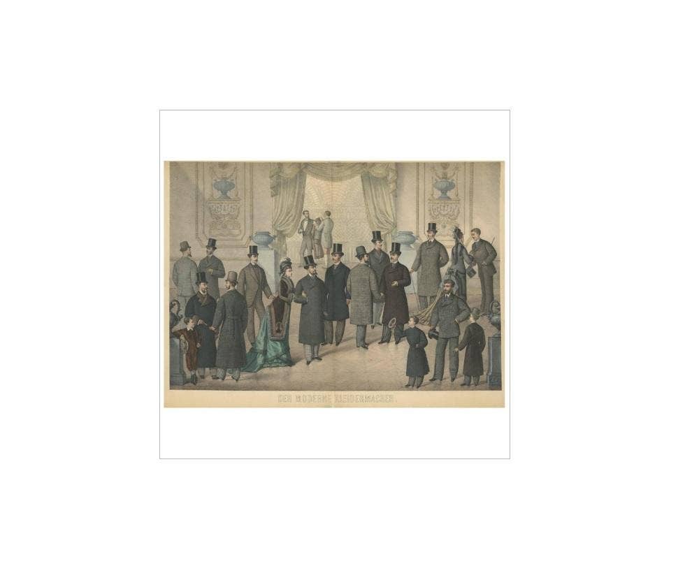 Antique Print of Men and Women's Fashion ii, circa 1900
