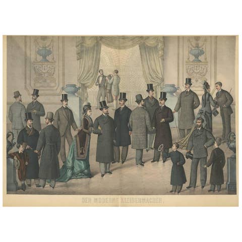 Antique Print of Men and Women's Fashion ii, circa 1900