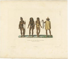 Antique Print of Men from the Caroline Islands, Micronesia