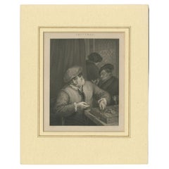 Impression ancienne d'hommes jouant du trictrac ou de la triche Trik, similaire à celle du backgammon, 1850