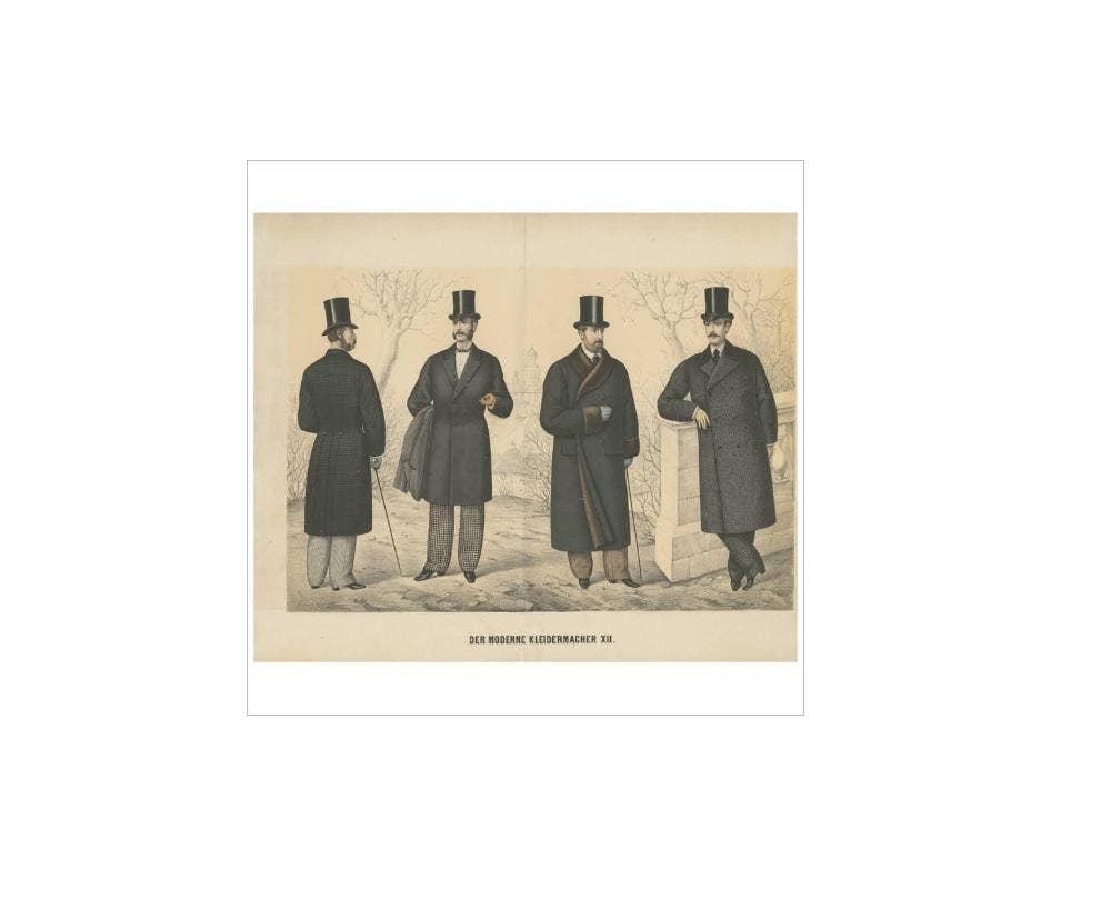 Original Antique Print of Men's Fashion, circa 1900
