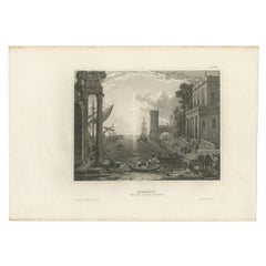 Antique Print of Messina, Sicily, Italy, 1848