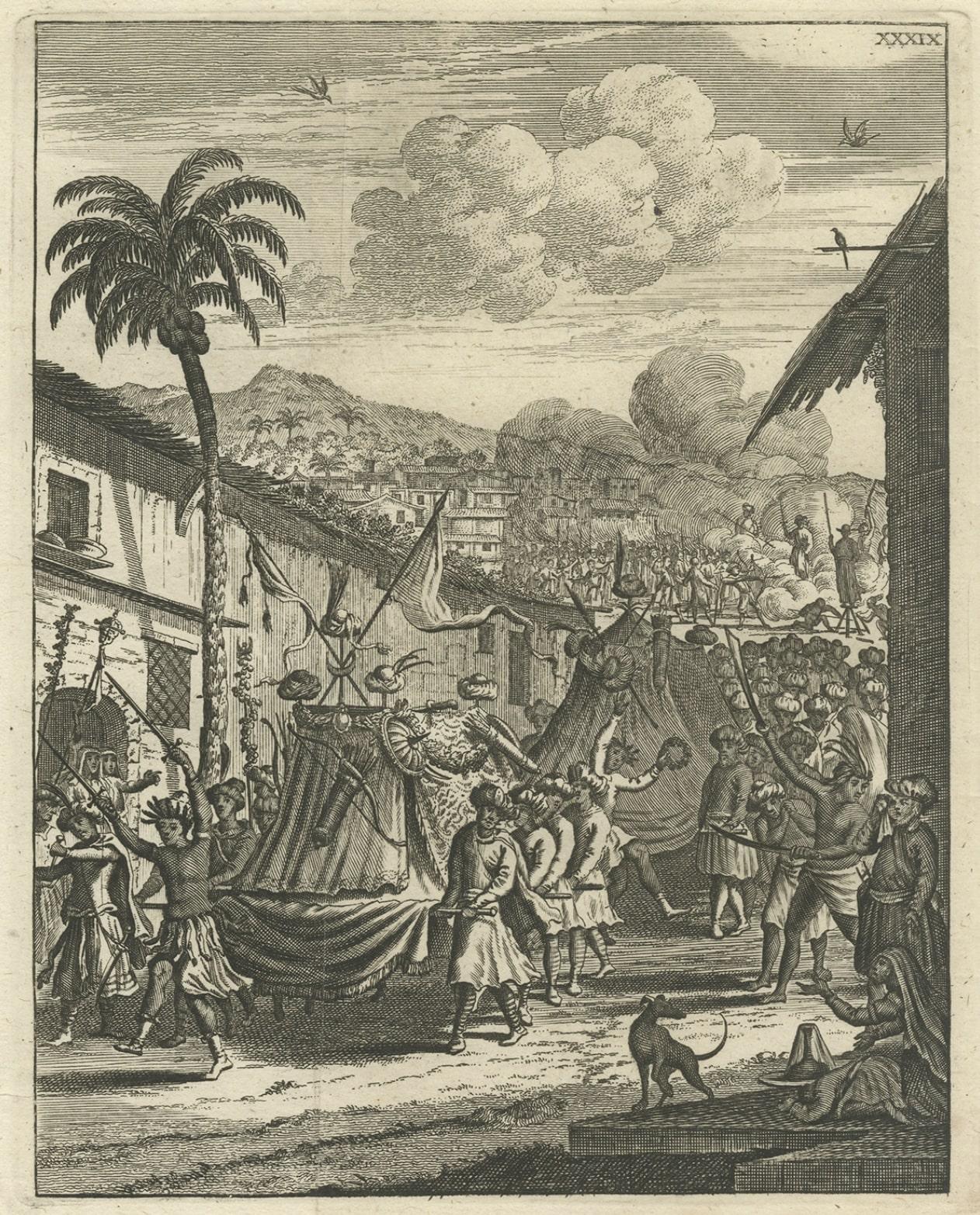 Paper Antique Print of Moorish Celebrations in the Bengal Kingdom, 1775 For Sale