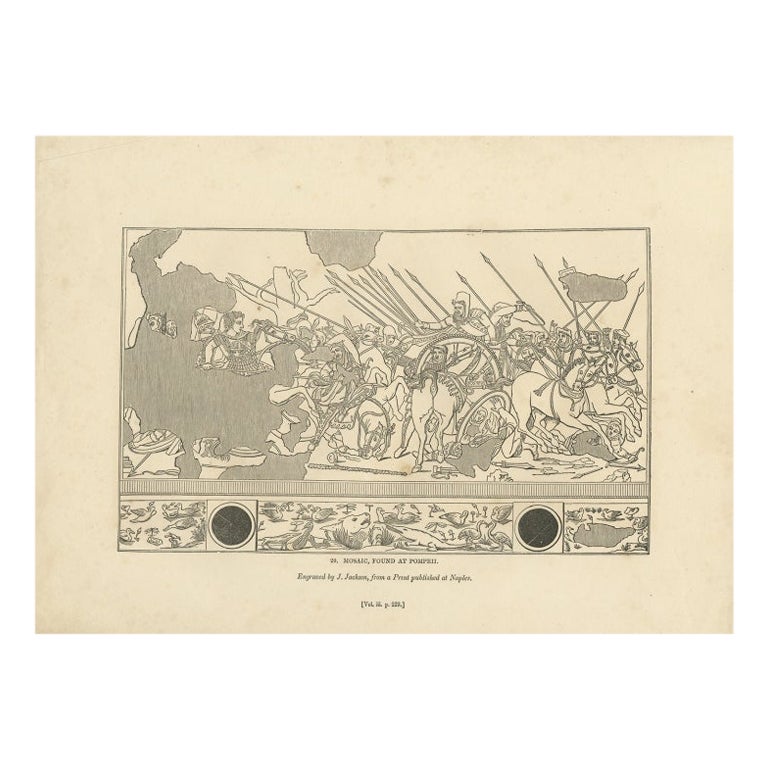 Antiker Druck eines in Pompeji gefundenen Mosaiks von Knight, 1835 im Angebot