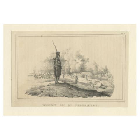 Antique Print of Moscow During the Fire of Moscow in Napoleon Wars, Russia, 1845