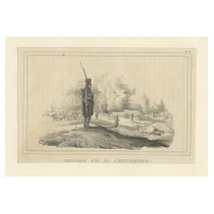 Antique Print of Moscow During the Fire of Moscow in Napoleon Wars, Russia, 1845