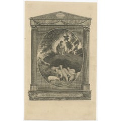 Antique Print of Moses and the Burning Bramble Bush, c.1760