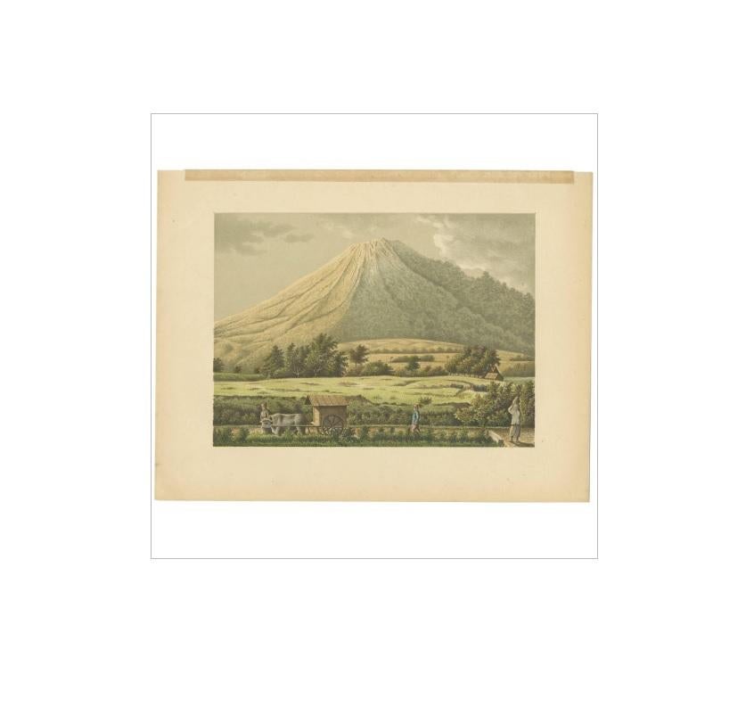 19th Century Antique Print of Mount Merapi by M.T.H. Perelaer, 1888 For Sale