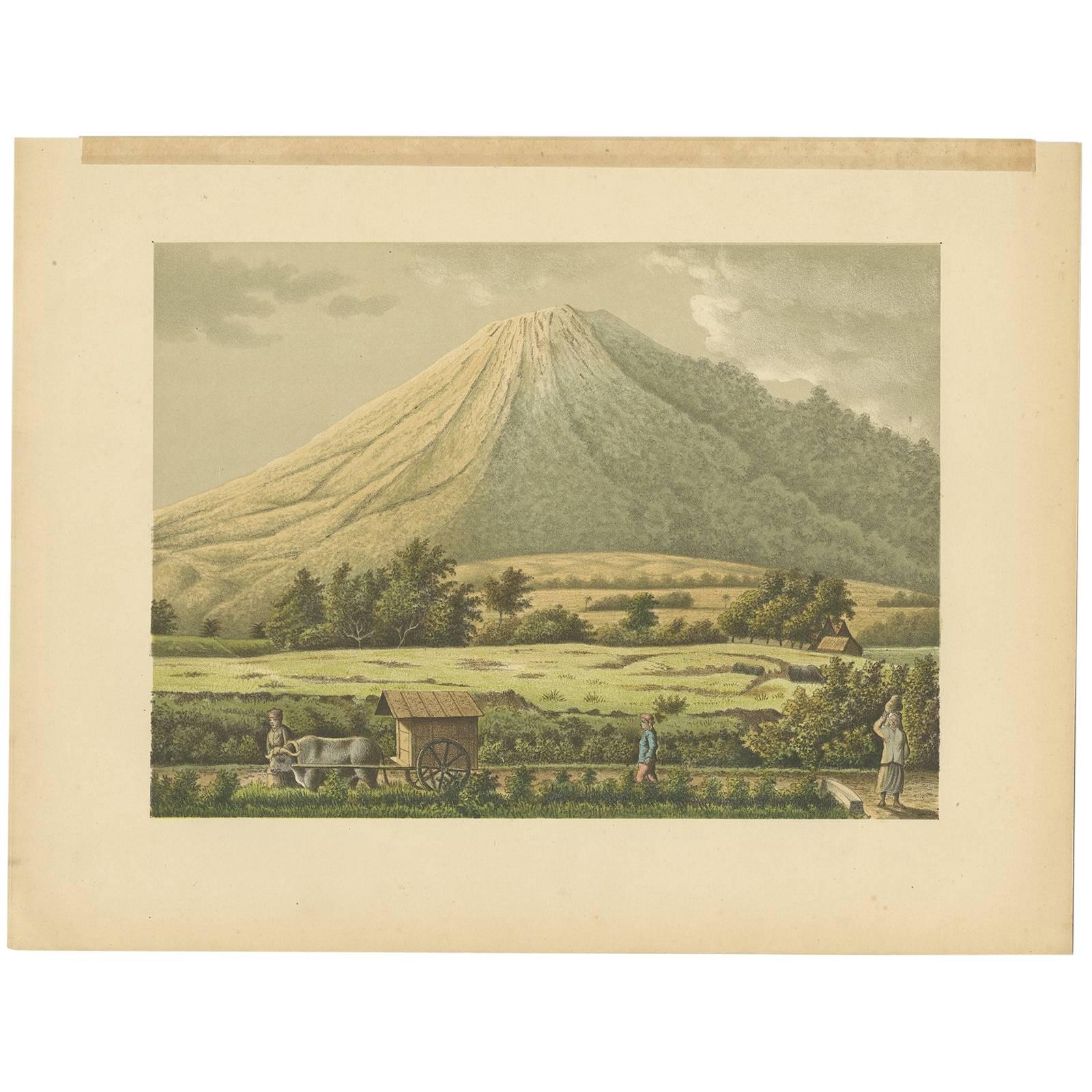 Impression ancienne du mont Merapi par M.T.H. Perelaer, 1888