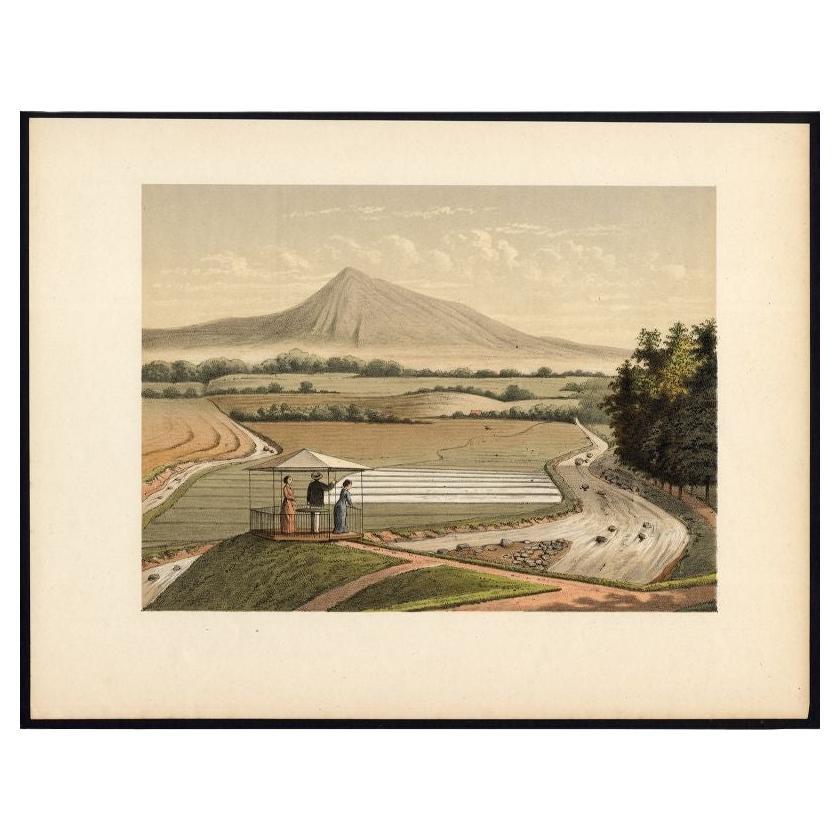 Grabado antiguo del monte Pangrango "Java", Indonesia, 1888