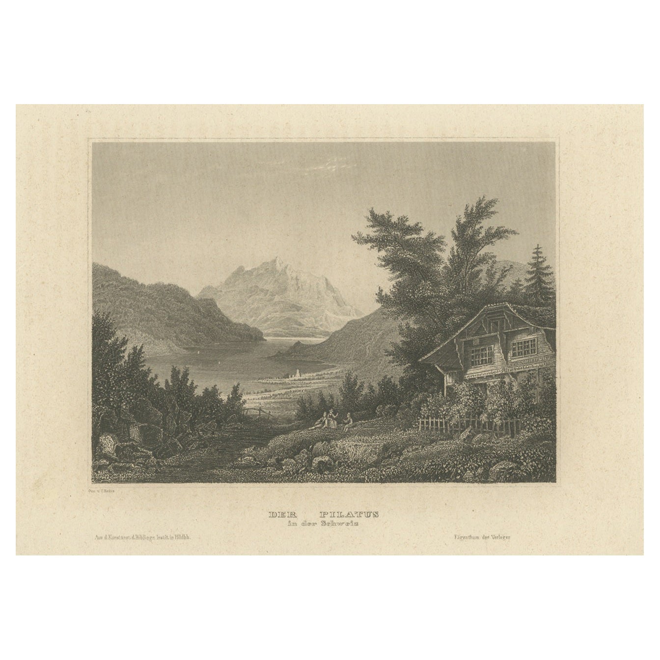 Gravure ancienne du Mont Pilate, Suisse