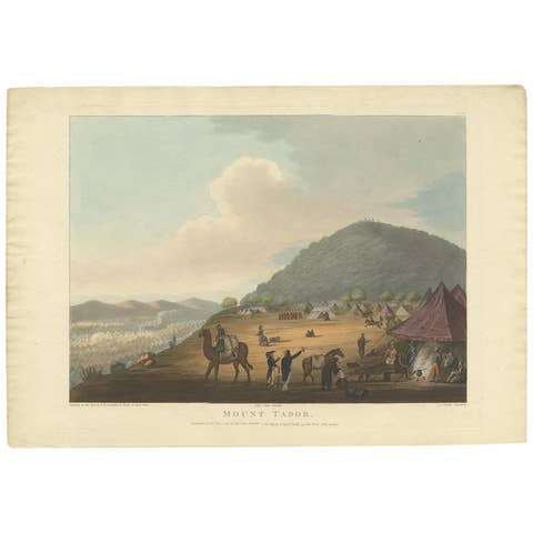 Mount Tabor – Antique Aquatint View of Galilee by F.B. Spilsbury, 1803