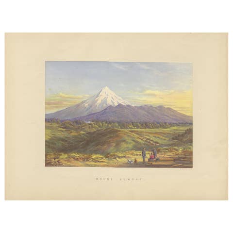 Antique Print of Mount Taranaki / Egmont 'New Zealand' by Walker, circa 1877