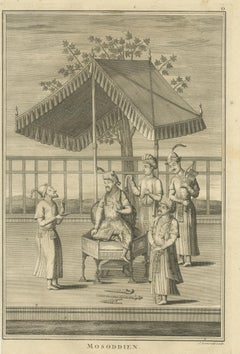 Antique Print of Mughal Empire Figures by Valentijn '1726'