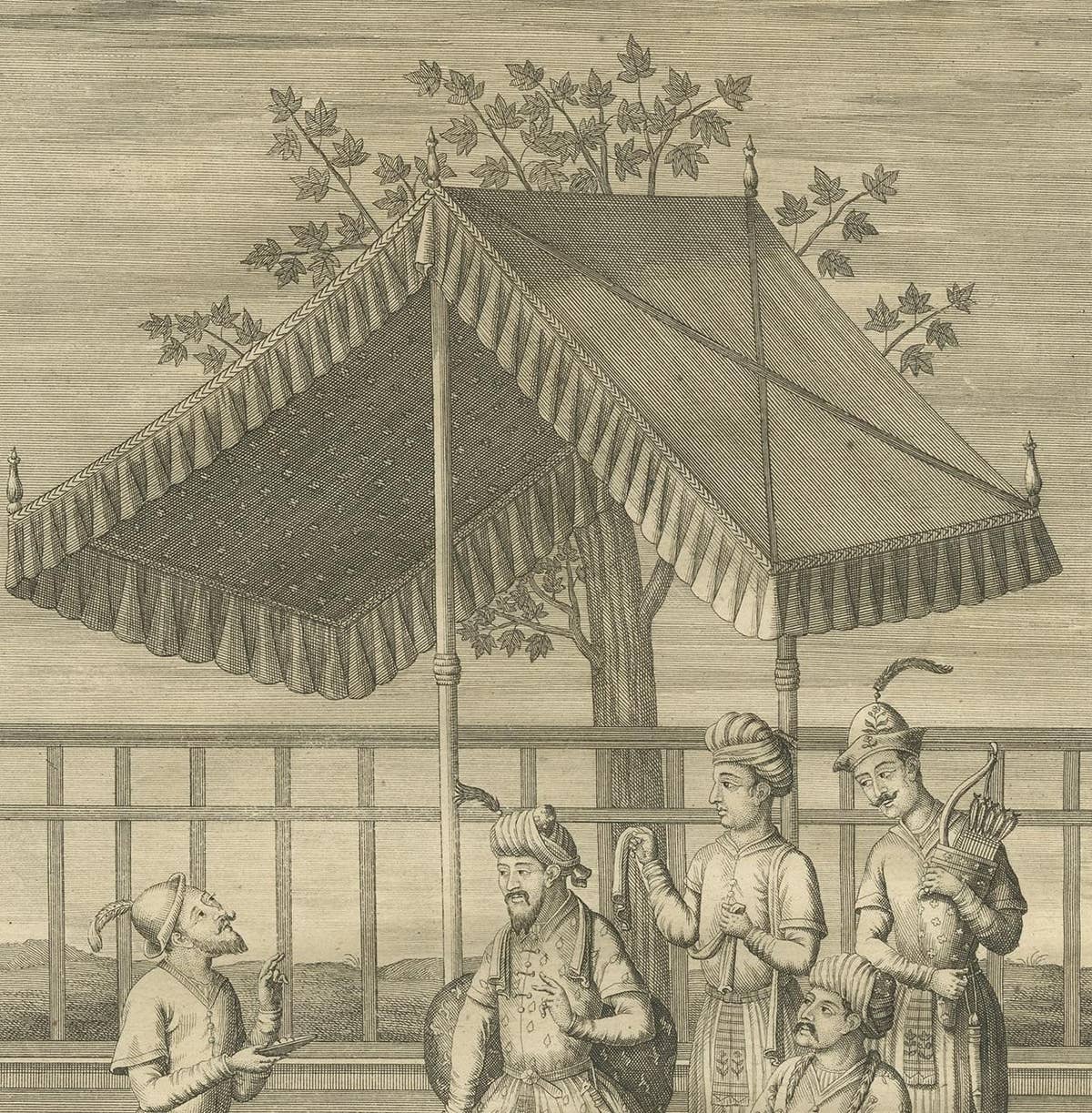Antique Print of Mughal Empire Figures by Valentijn '1726'