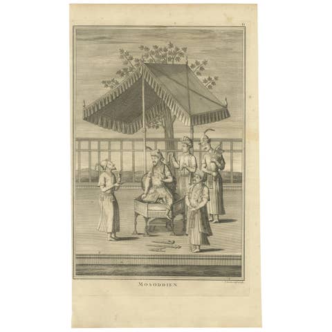 Antique Print of Mughal Empire Figures by Valentijn '1726'