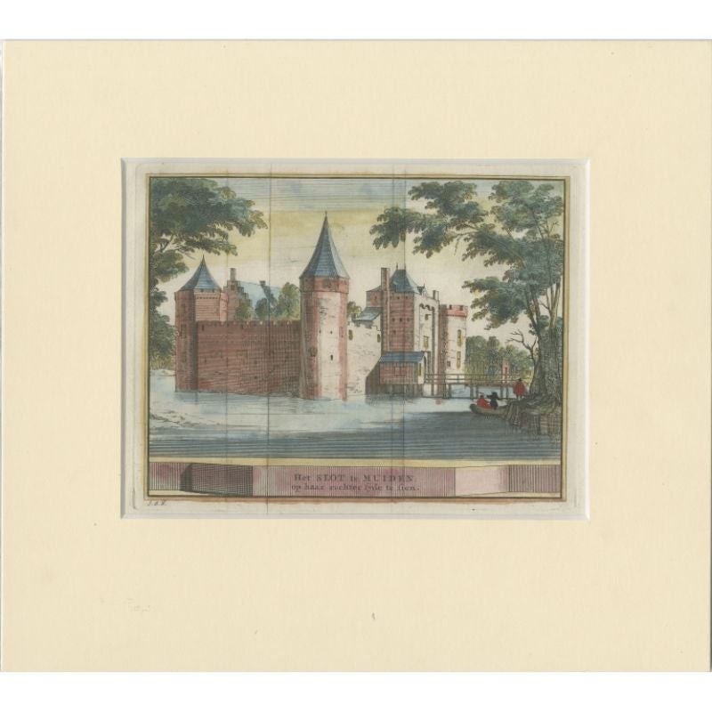 Antique Print of Muiden Castle in the Netherlands, circa 1730 For Sale