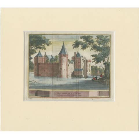 Antique Print of Muiden Castle in the Netherlands, circa 1730