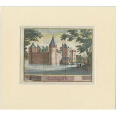 Antique Print of Muiden Castle in the Netherlands, circa 1730