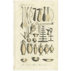 Antiker Druck von Musikinstrumenten von Ferrario, 1834