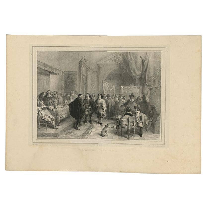 Antique Print of N. Berghem and the Competition, circa 1842