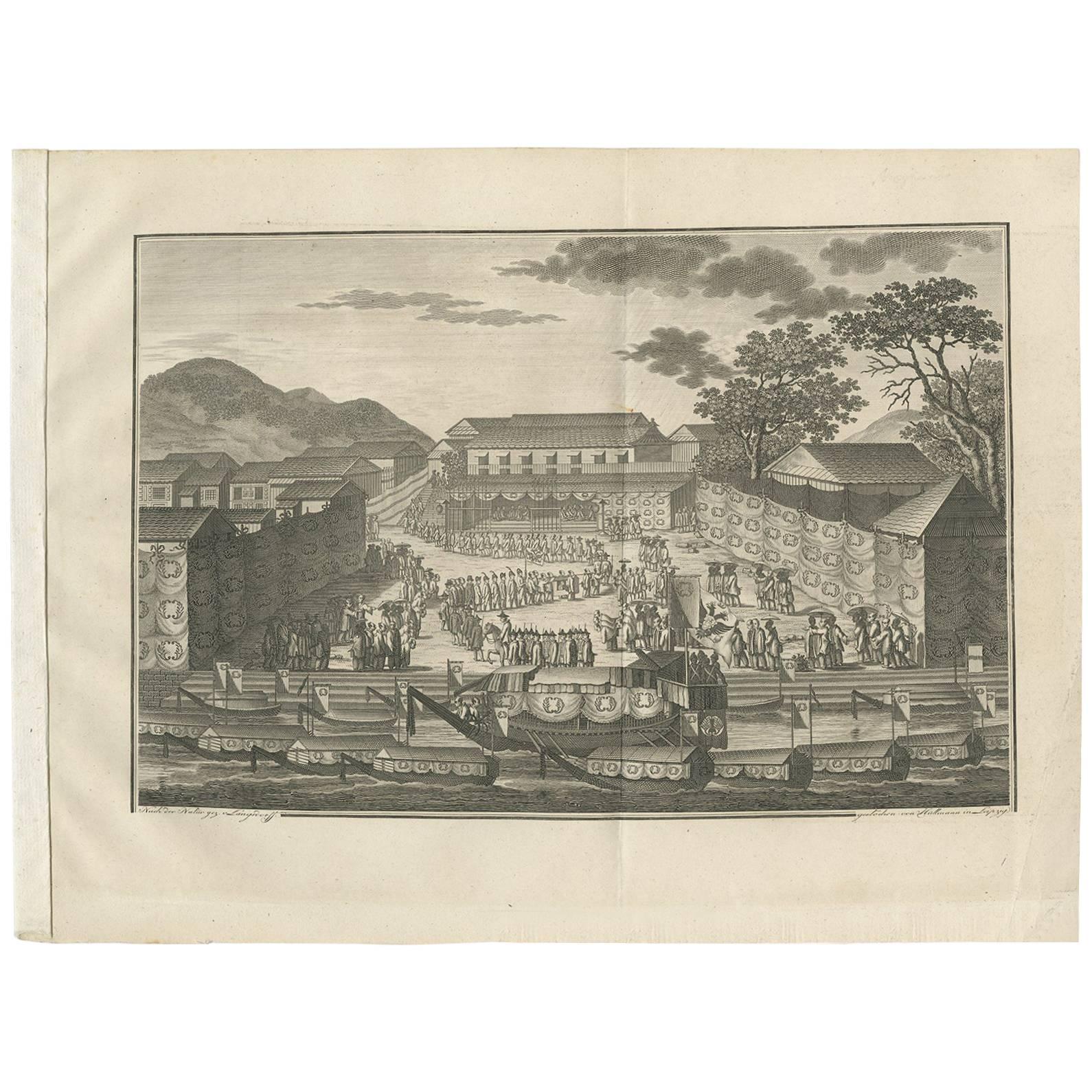 Antique Print of Nagasaki 'Japan' by G.H. Langsdorff, 1812 For Sale